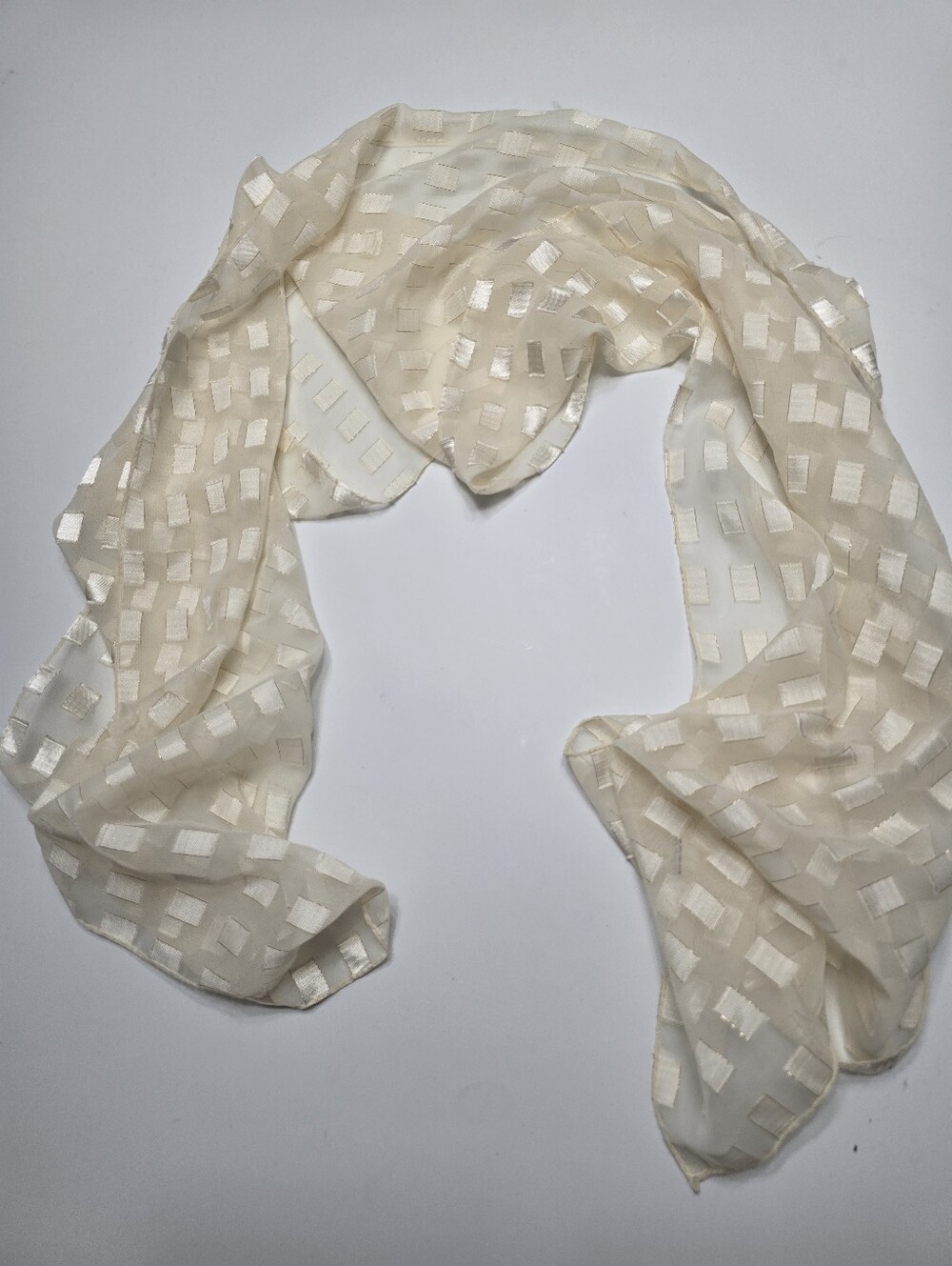 Ivory Sheer Geometric Scarf